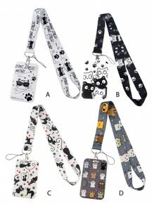 1pc Cute Cat Pattern Lanyard ID Card Holder Suit, Suitable For Doctors, Nurses, Students, Teachers, Exhibition Staff ID Badge Lanyards, Can Be Used As Exhibition, Gift, Keychain Or Daily Use Car Accessories Bag Charm School