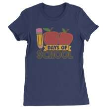 100 Days Of School Apple Pencil  Womens T-Shirt - 希瑟灰色 - 查看 7