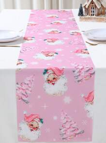 1pc 35*180cm Khăn trải bàn bằng polyester màu hồng Giáng sinh Khăn trải bàn Khăn trải bàn phong cách ông già Noel Đồ trang trí bàn Hoàn hảo cho trang trí nhà tiệc Giáng sinh, Vật dụng trang trí phòng tiệc ngày lễ mùa đông, Quà tặng Giáng sinh 2024, Halloween, Trang trí Halloween - ông già Noel màu hồng - Xem 4