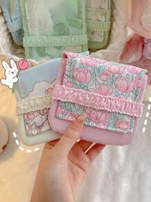 1 Túi Bảo Quản Băng Vệ Sinh Phong Cách Ins Dễ Thương, Dụng Cụ Tổ Chức Du Lịch Di Động Cho Vật Dụng Cá Nhân, Có Thể Dùng Làm Quà Tặng - Người Phụ Nữ Giàu Thỏ-Xanh Lá - Xem 3