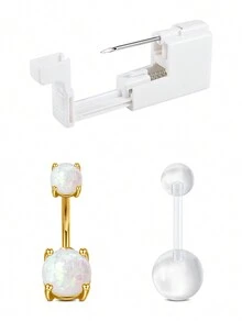 CIZME Belly Button Piercing Kit Gun Belly Piercing Kit Belly Button Piercing Gun Navel Piercing Kit Self Belly Button Ring Piercing Kit Silver Gold Black Pink Blue Disposable Belly Piercing Gun At Home Dangle Belly Button Ring - Multicolor - View 25