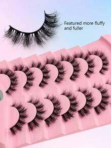 Asiteo 7 对奢华蓬松仿貂皮假睫毛 - 自然交叉式睫毛，浓密卷翘，打造迷人妆容 - 柔软、轻盈、可重复使用条状睫毛、睫毛、睫毛、假睫毛 - 交叉款 - 查看 2