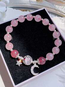 1 Stück Einfaches und modisches süßes Mädchenarmband mit Stern- und Mond Kristallperlen