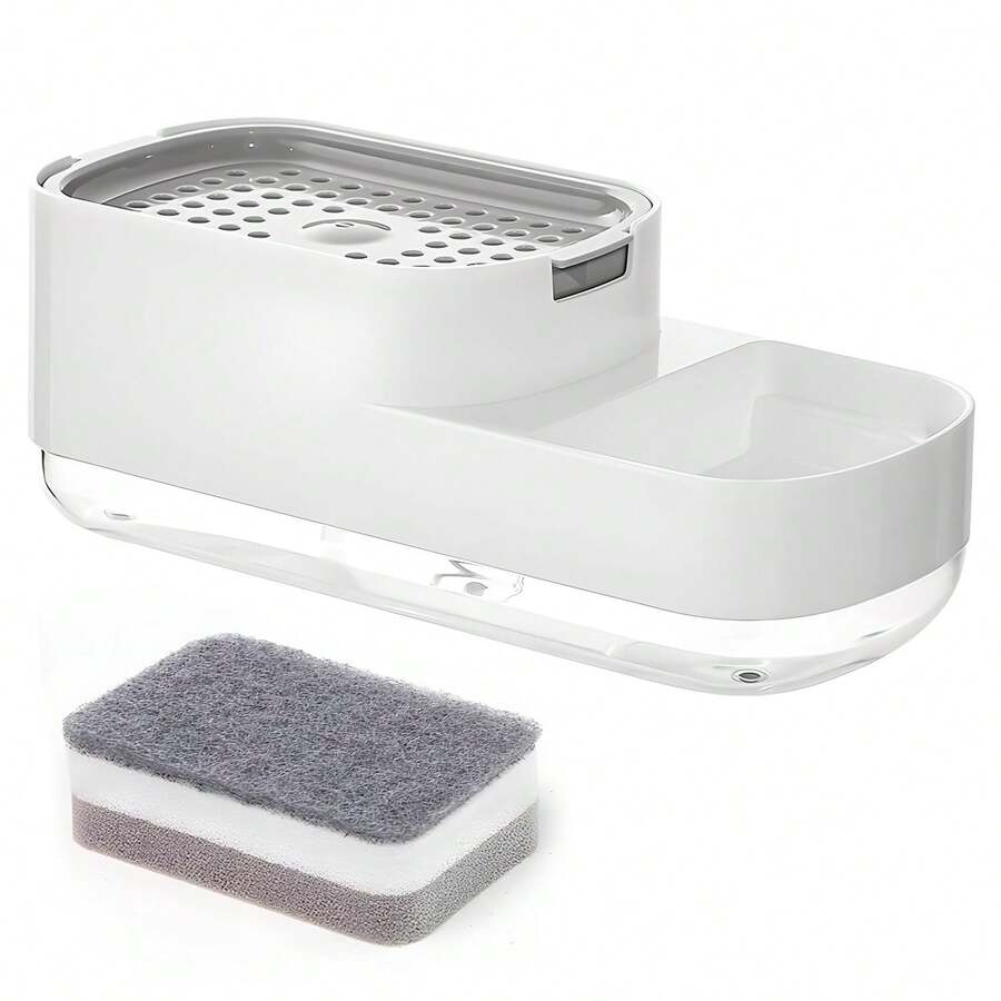 Kitchen Soap Dispenser Includes Sponge New Improved Model Soap Dispenser, 3 In 1 Organizer, Non-Slip Base, Soap Dispenser For Kitchen, Bathroom And Sink