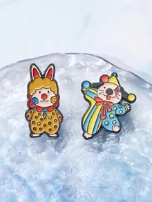 1pc Circus Clown Theme Metal Badge Accessory, Unique Frog Cat Shaped Scarf Buckle Design - Multicolor - View 8