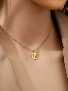 Tsnamer 1pc Customizable 26 Letters A-Z Old English Style Pendant Necklace, Stainless Steel Jewelry Gift For Women - Necklace - View 16