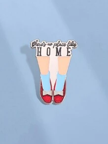 QIHOO 1pc There's No Place Like Home Sparkling Red Shoes Enamel Pin Music Fantasy Movie Brooch Jewelry Gift - Multicolor - View 8