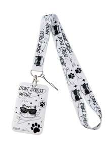1pc Cute Cat Pattern Lanyard ID Card Holder Suit, Suitable For Doctors, Nurses, Students, Teachers, Exhibition Staff ID Badge Lanyards, Can Be Used As Exhibition, Gift, Keychain Or Daily Use Car Accessories Bag Charm School