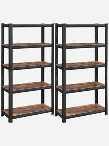 SONGMICS Shelving Unit, 30 X 75 X 150 Cm, 650 Kg Load Capacity (130 Kg Per Shelf), Industrial, Adjustable Storage Shelves, For Living Room, Kitchen, Garage, Rustic Brown And Black