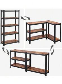 SONGMICS Shelving Unit, 30 X 75 X 150 Cm, 650 Kg Load Capacity (130 Kg Per Shelf), Industrial, Adjustable Storage Shelves, For Living Room, Kitchen, Garage, Rustic Brown And Black