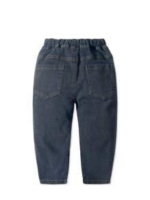 Young Boy Straight Leg Denim Jeans, Boys Casual Soft Elastic School Sports Pants, Spring Autumn