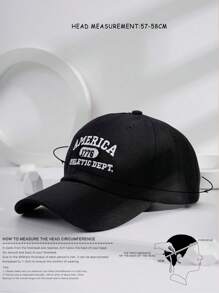 1 件男女通用 Y2K 风格刺绣“AMERICA ATHLETIC”棒球帽，适合户外运动防晒、日常通勤 - 黑色 - 查看 4