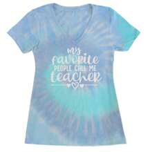 My Favorite People Call Me Teacher Ladies V-Neck T-Shirt - Surf - View 8
