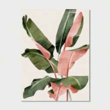 1pc Modern Pink Banana Leaf Canvas Art Print - Unframed Tropical Plant Wall Decor For Living Room, Bedroom, Home Office - Vibrant Indoor/Outdoor Poster
