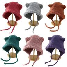 冬季女士针织帽 全新 10 色 中性纯色 女士保暖针织帽 腈纶女式骷髅帽 配长款猫耳套头帽 圣诞节 - 彩色的 - 查看 12