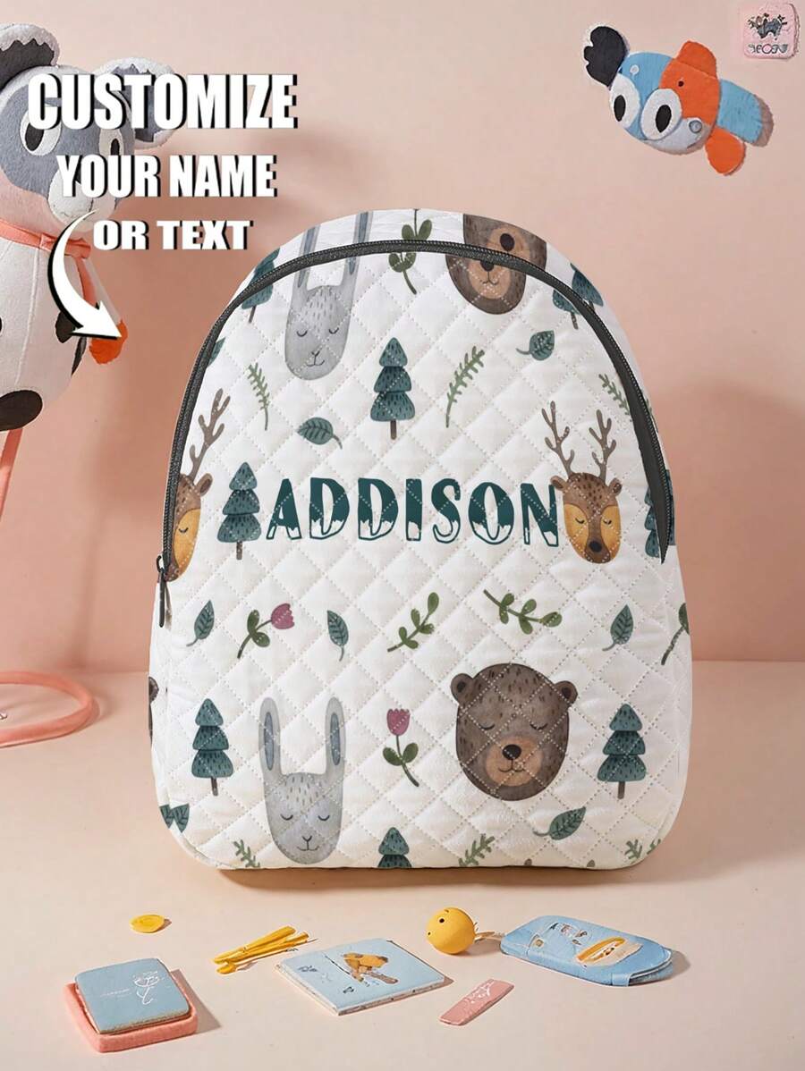 1pc Customized Children/Teen Rhombus Backpack With Bear & Giraffe Pattern, Suitable For Personalizing With Your Own Design, Name Or Gift For Classmates Back To School Winter Gift Ideas Boy Girl Valentine's Day Multi-Functional,Ornamental,Letter Exquisite,Stylish,Baby Fashion,Soft Squishy,Colorful,Cute Kawaii Adorable Unique,Customized Treasurefinds,Baby Gifts,Cutebaby For Children's Day,Multi-Functional,Ornamental,Letter,Stylish,Modern,Colorful,Cute,Adorable,Casual,Custom,Personalised,Unique,Customized,Ideal Gifts For Him,Ideal Gifts For Her - Multicolor - View 1
