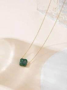 一條18K鍍金不鏽鋼鏈子項鍊，附有天然石頭和花朵造型吊墜，適合女性，鎖骨頸鍊，是給母親的完美禮物，有復古風格 - 花朵 - 查看 22