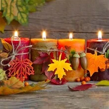 10 piezas de patrones de madera de otoño, tablas de madera con hojas para manualidades, bloques de madera de arce en blanco con cuerdas colgantes, decoración DIY para fiestas de cosecha de otoño del Día de Acción de Gracias, 5 estilos - Multicolor - Ver 3