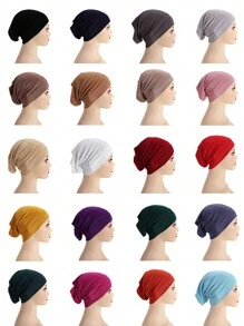 1pc Women's Modal Solid Color Tube Hijabs Elastic Undercap Headband For Abaya Daily Under Cap Women Veil - Multicolor - View 12