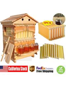 7 Auto Flowing Beehives Frames + 10 Bee Frames Foundations + 2 Hive Box Brood Super Box - 1 - 查看 1