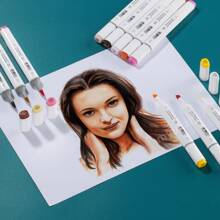 Skin Tone Markers,12/24/36 Flesh Colors Alcohol Based Art Markers Pens Set Dual Tips Brush & Broad For Professional Artists Drawing Sketch Illustrations Portrait Comics Anime Coloring Back To School