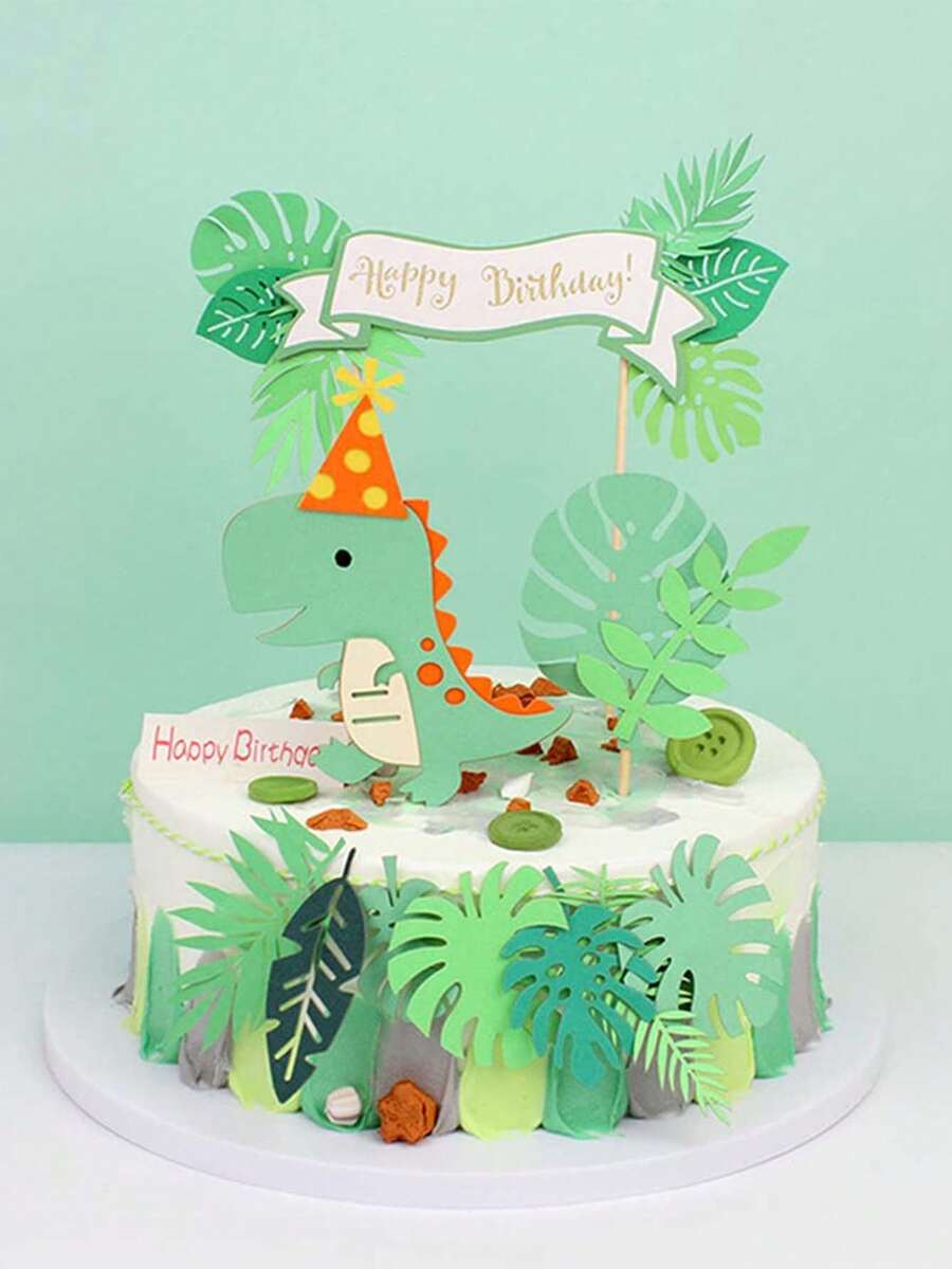 7pcs Paper Tropical Palm Leaf Cake Toppers Food Safe Holiday