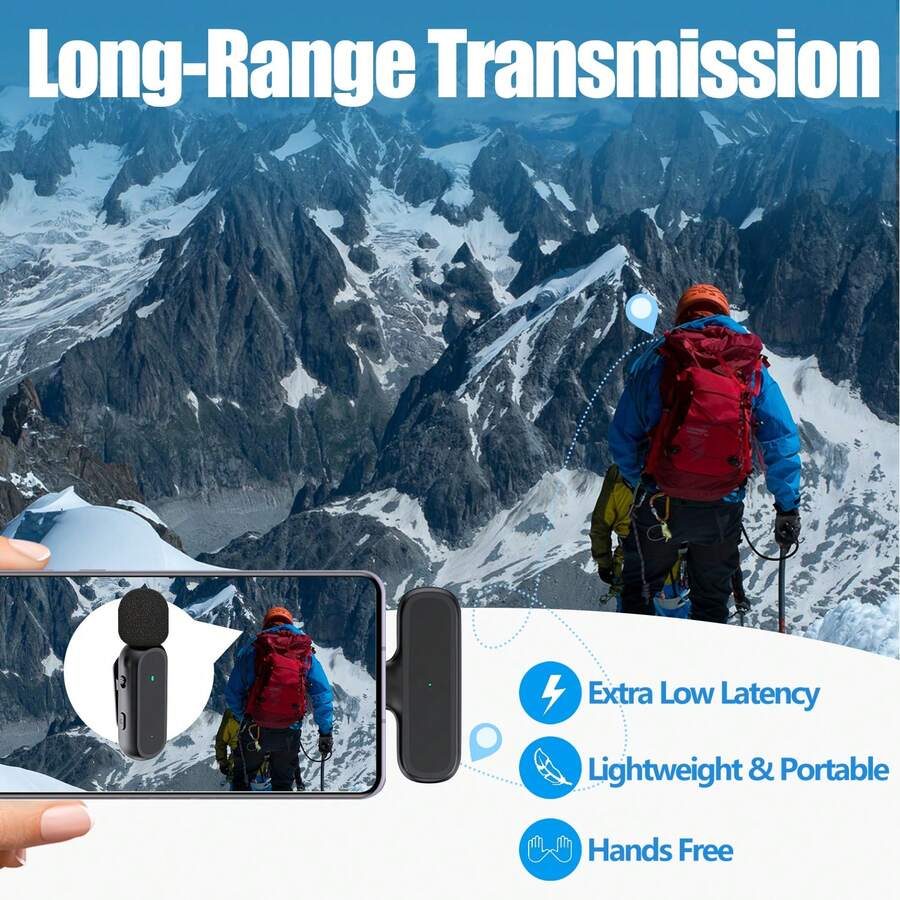 Wireless Lavalier Microphone Compatible With Iphone IPad TypeC Mini