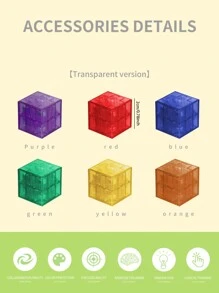 Magnetische Bausteine Kleinkinderspielzeug, 16 Stück, 32 Stück, 64 Stück, 96 Stück, transparente Bauklötze Spielzeug, vorschulisches MINT Magnet Sensorik Montessori Spielzeug für 3 4 5 6 jährige Jungen und Mädchen - Verschiedenfarbig - Übersicht 5
