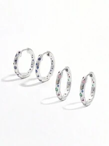 Vaerine 1 对优雅奢华闪亮 925 纯银方晶锆石星形耳钉耳环，适合女士，适合派对、约会和日常佩戴的礼物