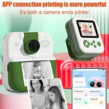儿童打印机和数码相机、1080P 高清视频录制、儿童即时打印相机、180 度旋转自拍相机、适合 3 4 5 6 7 8 9 10 岁男孩和女孩的圣诞生日礼物、幼儿便携式旅行玩具、打印纸、打印机 - 多色 - 查看 5