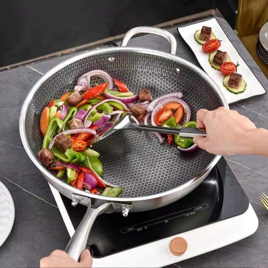 32cm Stainless Steel NonStick Wok, Suitable For Induction