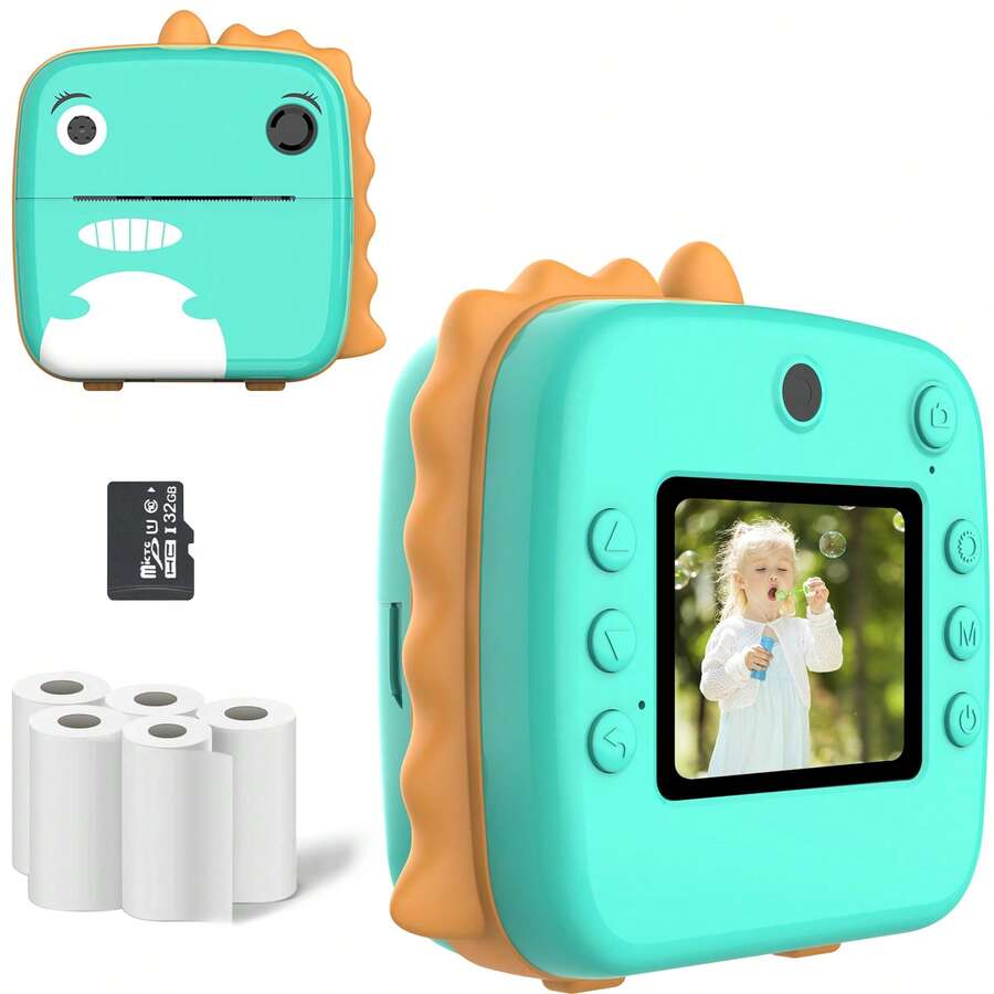 儿童相机即时打印，1080P 儿童即时相机，带打印纸，幼儿自拍数码摄像机，适合 6-12 岁男孩女孩的圣诞节生日礼物 - 两种颜色可供选择 - ZSK-A20拍得 - 查看 1