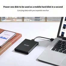 Lexar E100 移动硬盘盒 2.5英寸 USB Type C 6Gbps USB3.2 高速 SATA 固态硬盘 USB 3.0 机器通用 - 黑色 - 查看 3