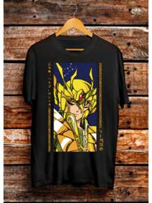 Zodiac Knight T-Shirt Classic Japanese Anime Manga Geek Nerd Shirt Blouse Unisex Male Female 100% Cotton Top Premium Streetwear New Release Fast Shipping Various Colors!! Plus Size - 黑色 - 查看 2