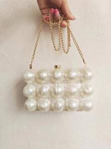 时尚米色亚克力女士晚装包，大理石泡泡手拿包，搭配万圣节服装、女士生日礼服、派对礼服 - 米色 - 查看 1