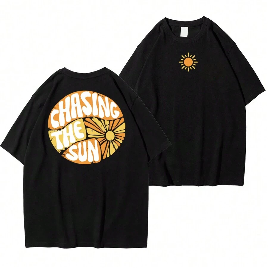 Shirt Basic T-Shirt "Chasing The Sun" - Black - View 1