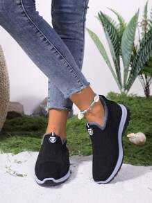 Scarpe sportive casual da donna oversize, nere, leggere, versatili, con fodera termica, da indossare facilmente per uso all'aperto