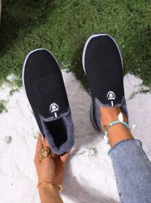Scarpe sportive casual da donna oversize, nere, leggere, versatili, con fodera termica, da indossare facilmente per uso all'aperto