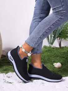 Scarpe sportive casual da donna oversize, nere, leggere, versatili, con fodera termica, da indossare facilmente per uso all'aperto