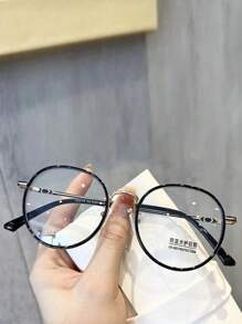 1 件装女士韩版金色金属细框圆形复古眼镜复古透明眼镜配件女士眼镜配饰 - 彩色 - 查看 12
