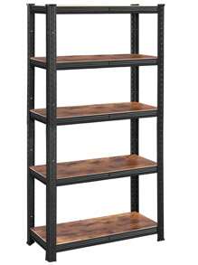 SONGMICS Shelving Unit, 30 X 75 X 150 Cm, 650 Kg Load Capacity (130 Kg Per Shelf), Industrial, Adjustable Storage Shelves, For Living Room, Kitchen, Garage, Rustic Brown And Black