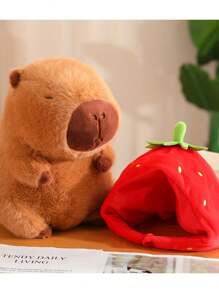 Molutian 2 尺寸水豚戴草莓头带毛绒玩具水豚填充动物软娃娃草莓风格水豚动漫毛绒玩具完美礼物生日派对用品圣诞节新年情人节礼物 - 彩色 - 查看 8