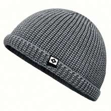 1 Pc Simple Fisherman Beanie, Solid Color Knit Hat For Unisex, Stylish Cold Protection Skull Hat, Handcuff Beanie For Men And Women