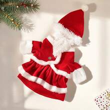 2024 年圣诞节宠物服装，经典圣诞老人变身服装，适合狗狗 - 紅色 - 查看 11