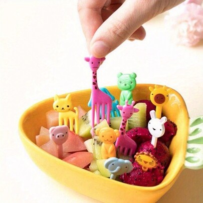 10/20pcs Cute High Quality Animal Fruit Fork, Christmas Party Cartoon Fruit Fork Set Reusable Snack Cake Dessert Food Fork