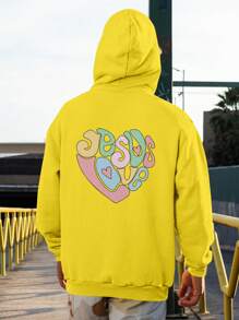 Jesus Messiah Savior Sweatshirt Evangelical Phrase Jesus Love CANGURU 2245 Fluxo Fx - Yellow - View 7