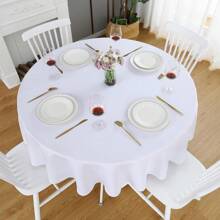 57-Inch Round Satin Tablecloth, White, Satin Fabric With Glossy Smooth Finish, Wrinkle-Resistant Polyester Material, Suitable For Dining Table Decor, Weddings, Banquets, Parties, Restaurants, Christmas (Fits 3-5 Person Dining Table). Please Select The Appropriate Size Based On Your Table Size. - Pink - View 7