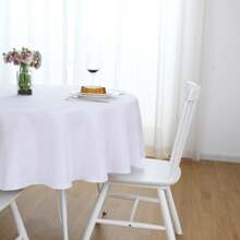 57-Inch Round Satin Tablecloth, White, Satin Fabric With Glossy Smooth Finish, Wrinkle-Resistant Polyester Material, Suitable For Dining Table Decor, Weddings, Banquets, Parties, Restaurants, Christmas (Fits 3-5 Person Dining Table). Please Select The Appropriate Size Based On Your Table Size. - Pink - View 3