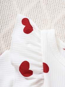 Baby Mädchen Set aus Herz verziertem Kleid mit Schleife und Haarband, Frühling Herbst