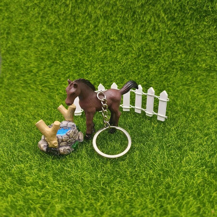Llavero con dije de caballo lindo para uso diario - Marrón - Ver 1